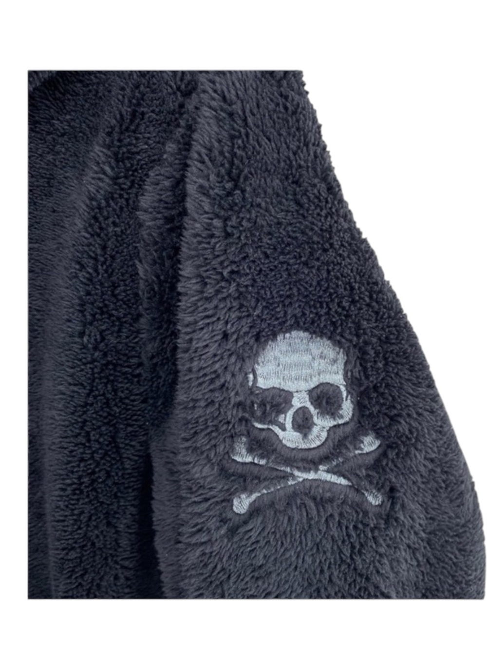new SoulCycle ☻ Faux Shearling Reversible Mesh Skull Embroidered Pullover Hoodie - Picture 6 of 16
